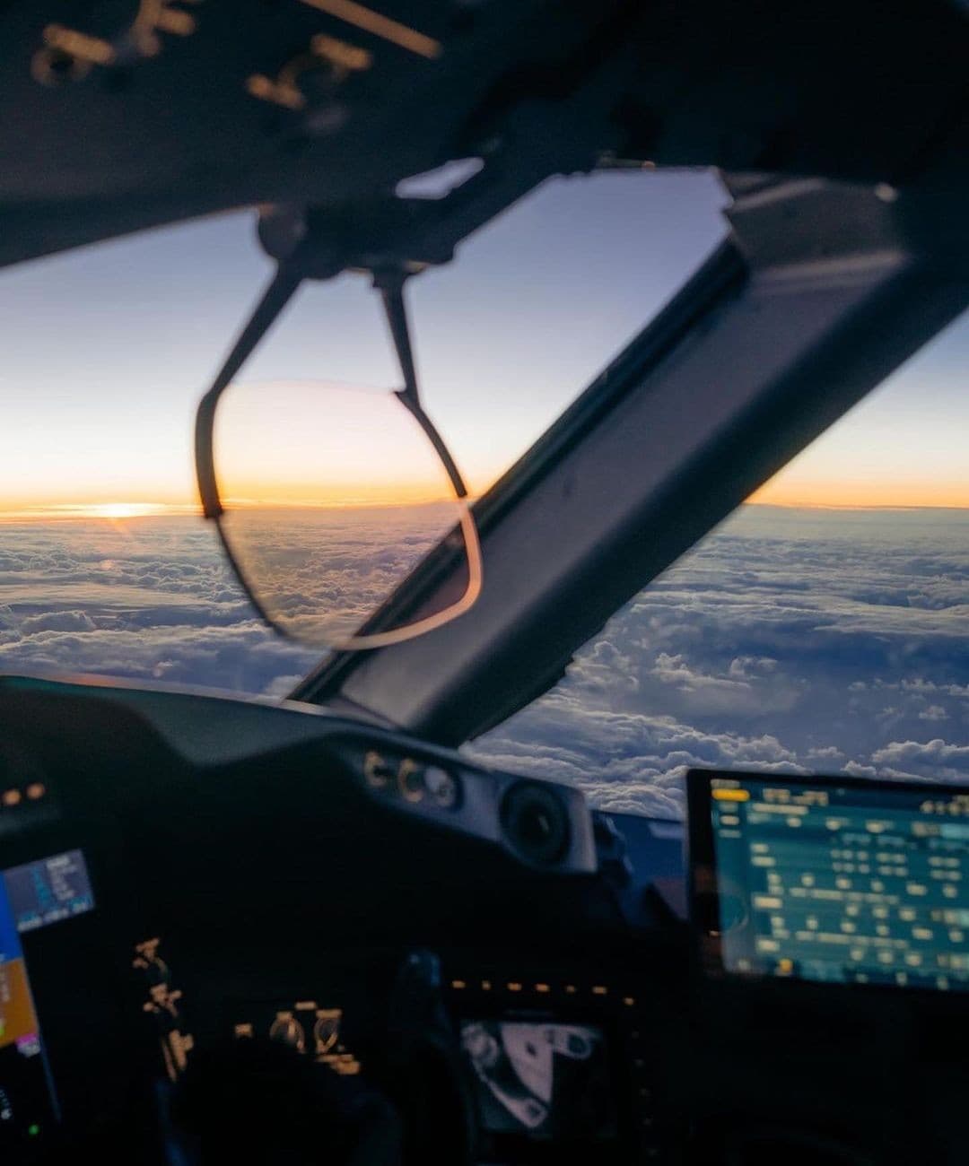 Cockpit view at sunset